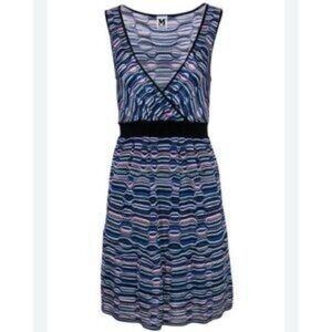 NWT Missoni Purple Wavy Striped V-Neck Knit Dress